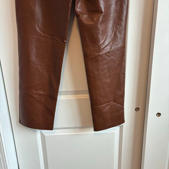 EUC Wilfred Aritzia Melina Pants Soft Vegan Leather Cognac Sz 14 - Picture 7 of 11